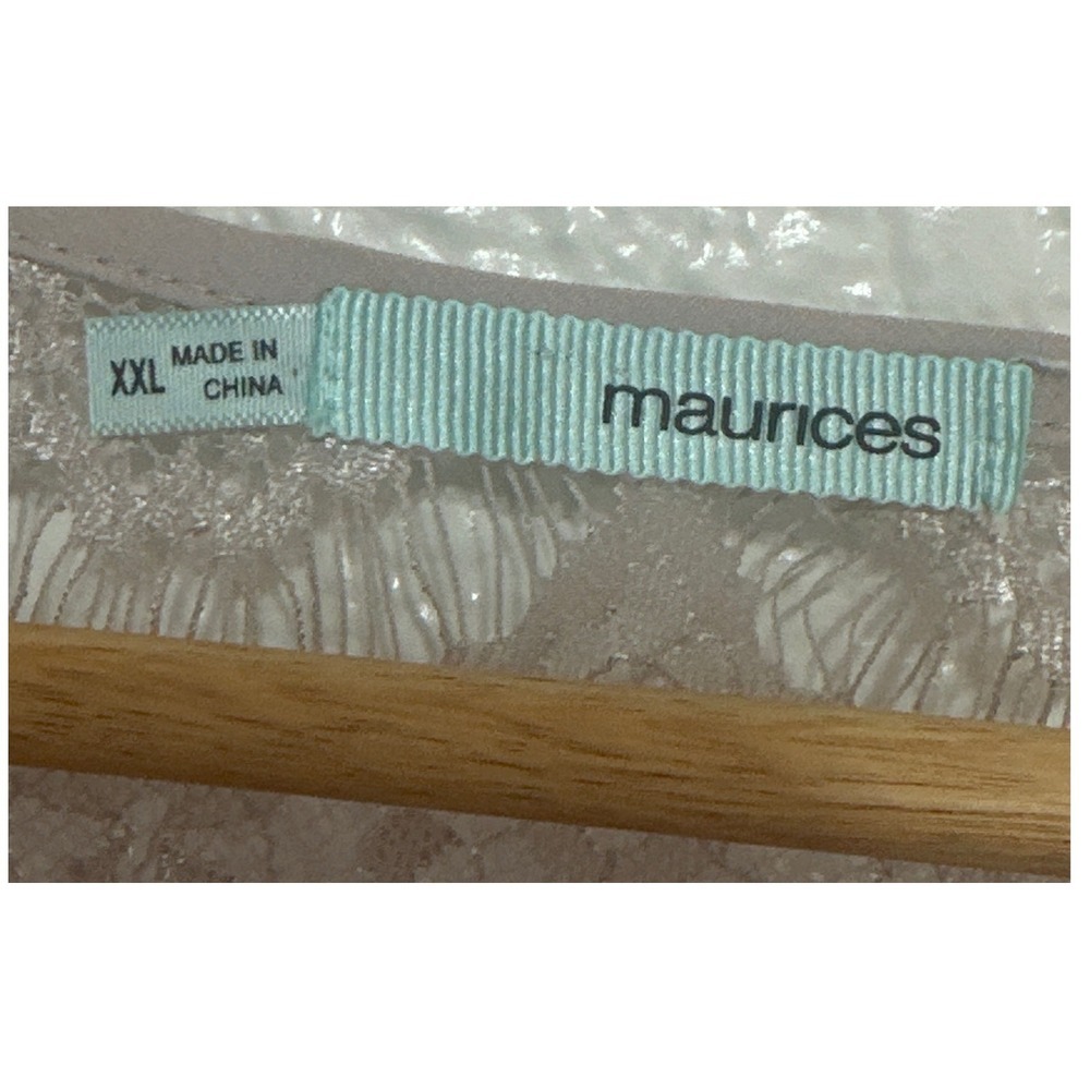 Maurices Womens XXL Taupe Mauve Grey Eyelash Lace Yoke Chiffon Blouse Cap Sleeve - Picture 3 of 8